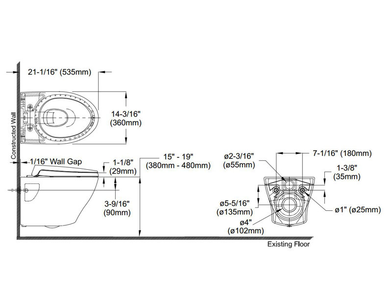 TOTO Aquia® IV 1.6 GPF Elongated Wall Mounted Wall Hung Toilets (Seat